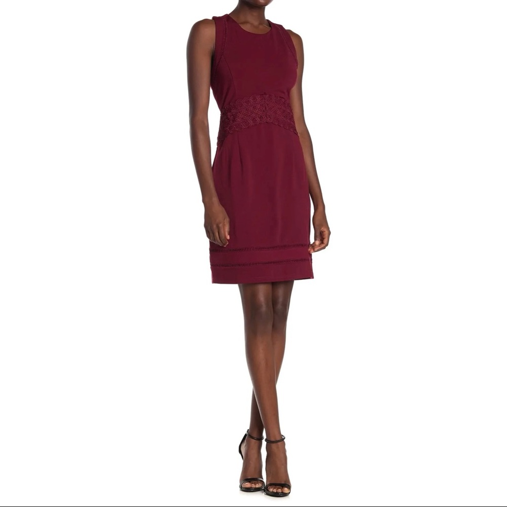 Adelyn Rae Gayle Cross Back Lace Dress Burgundy Size S NWT